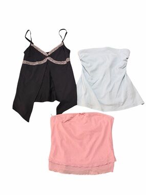 Edikted, LA Hearts, Wild Fable Bandeau & Lace Cami Set - Black, Light Blue, Pink